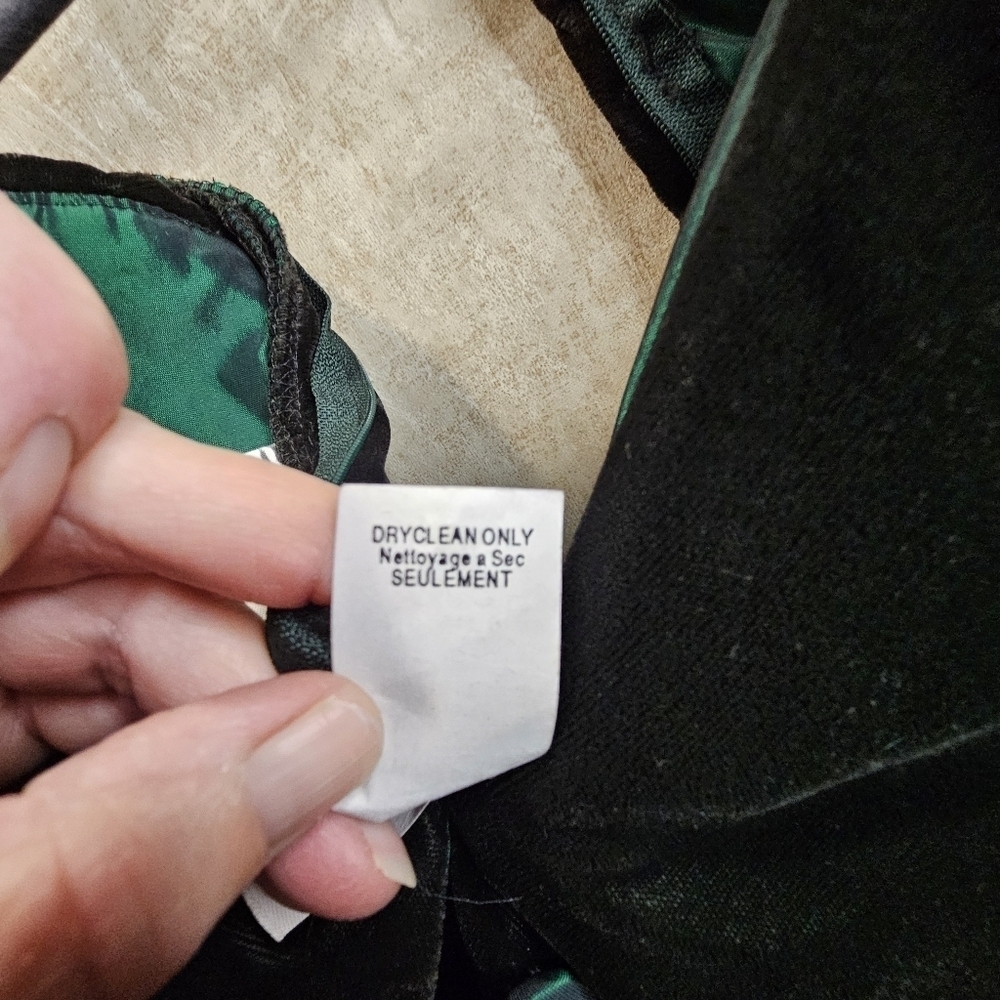 80's Alfred Angelo Emerald Green Velvet Taffeta Maxi Dress - Picture 4 of 7